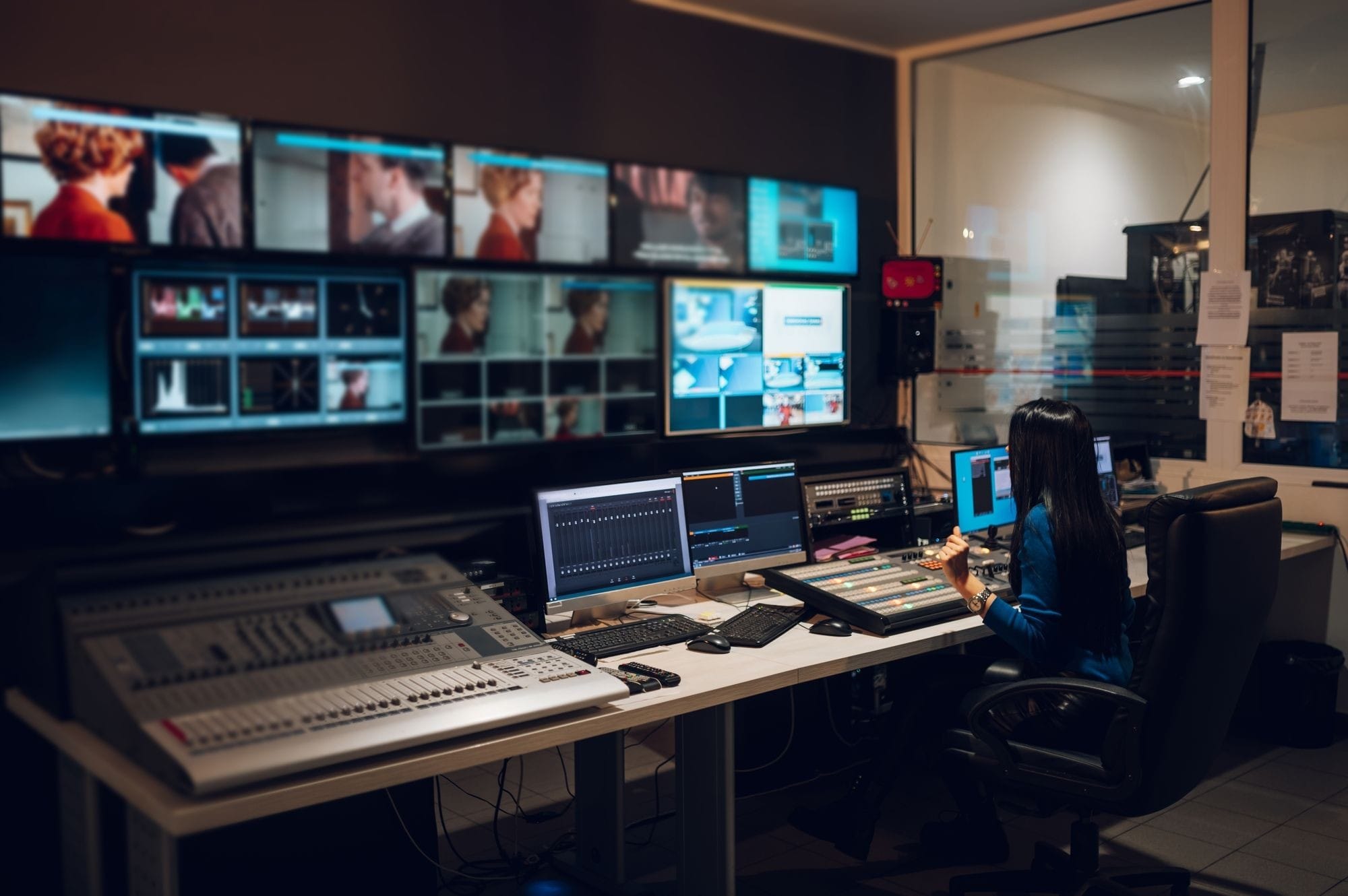 Woman Working Behind a Television Series